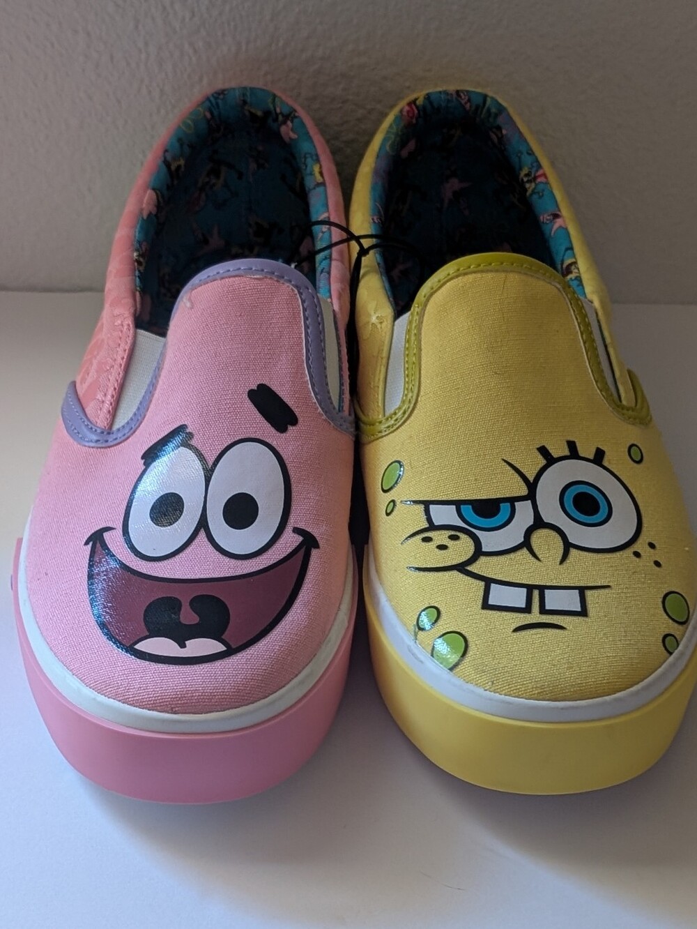 Women's Cartoon Slip-On Shoes in Pink and Yellow